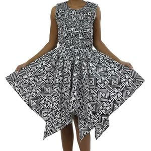 Ankara Fairy Hem Dress beautiful black with white print